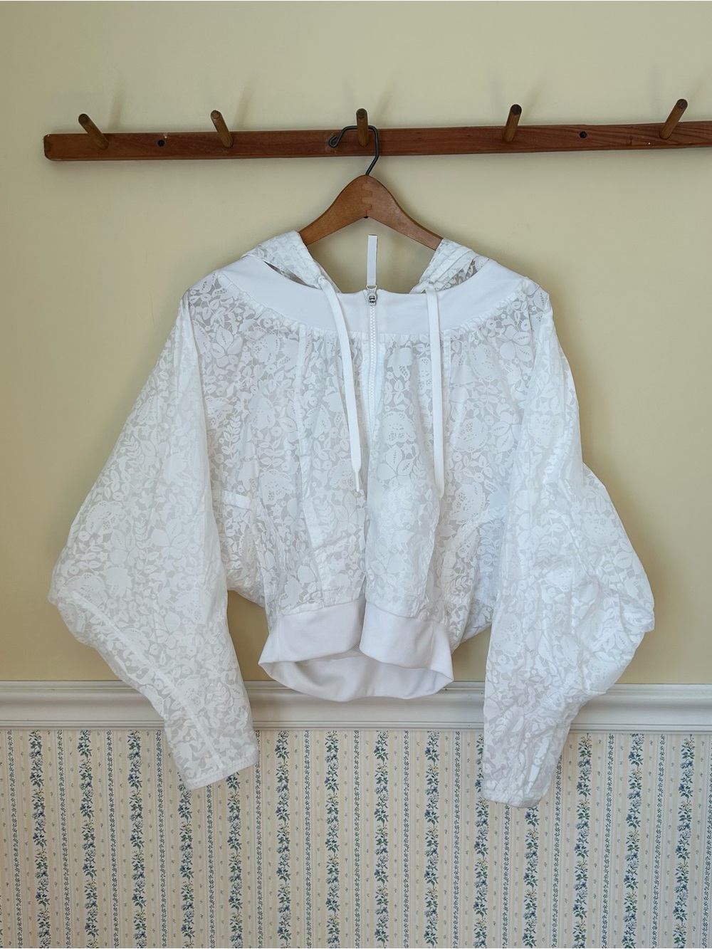 Adidas by Stella McCartney Sheer Floral Cropped Athletic Hooded Jacket